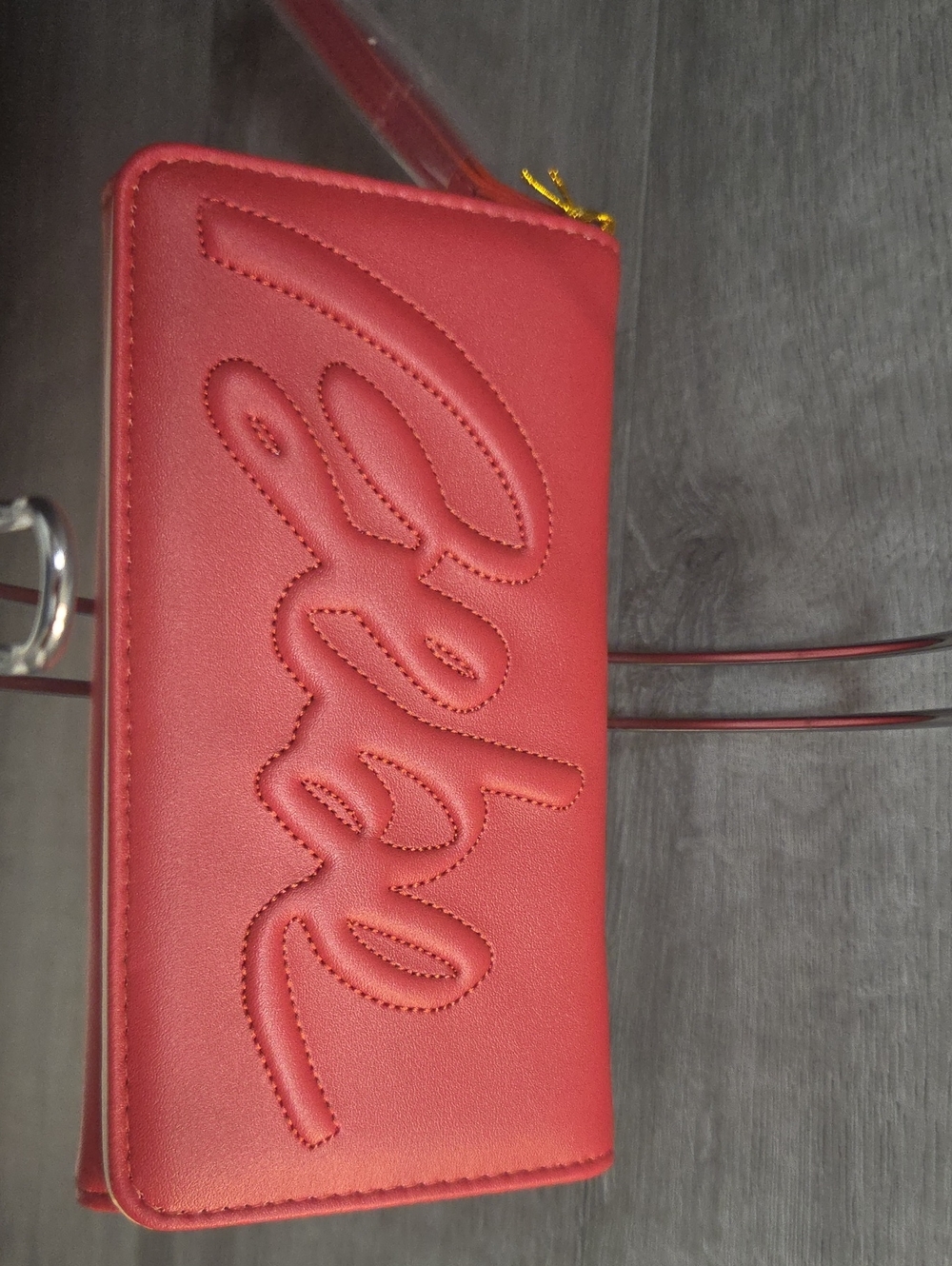 Red Quilted Tri-fold Wallet Wristlet Clutch